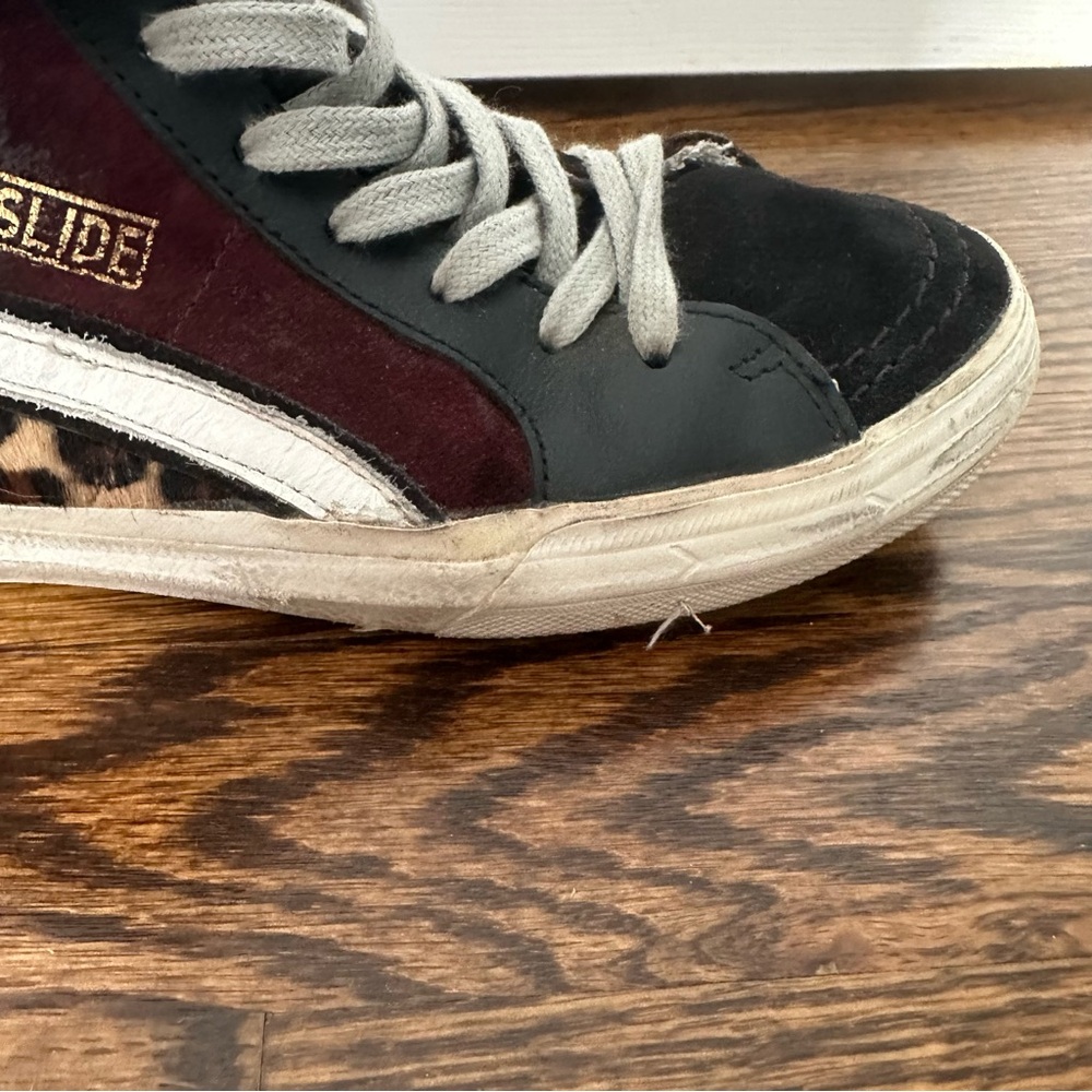 Golden Goose GGDB Slide Sneakers Snakeskin High Top Leopard Print Suede Sz 36 - Picture 15 of 16